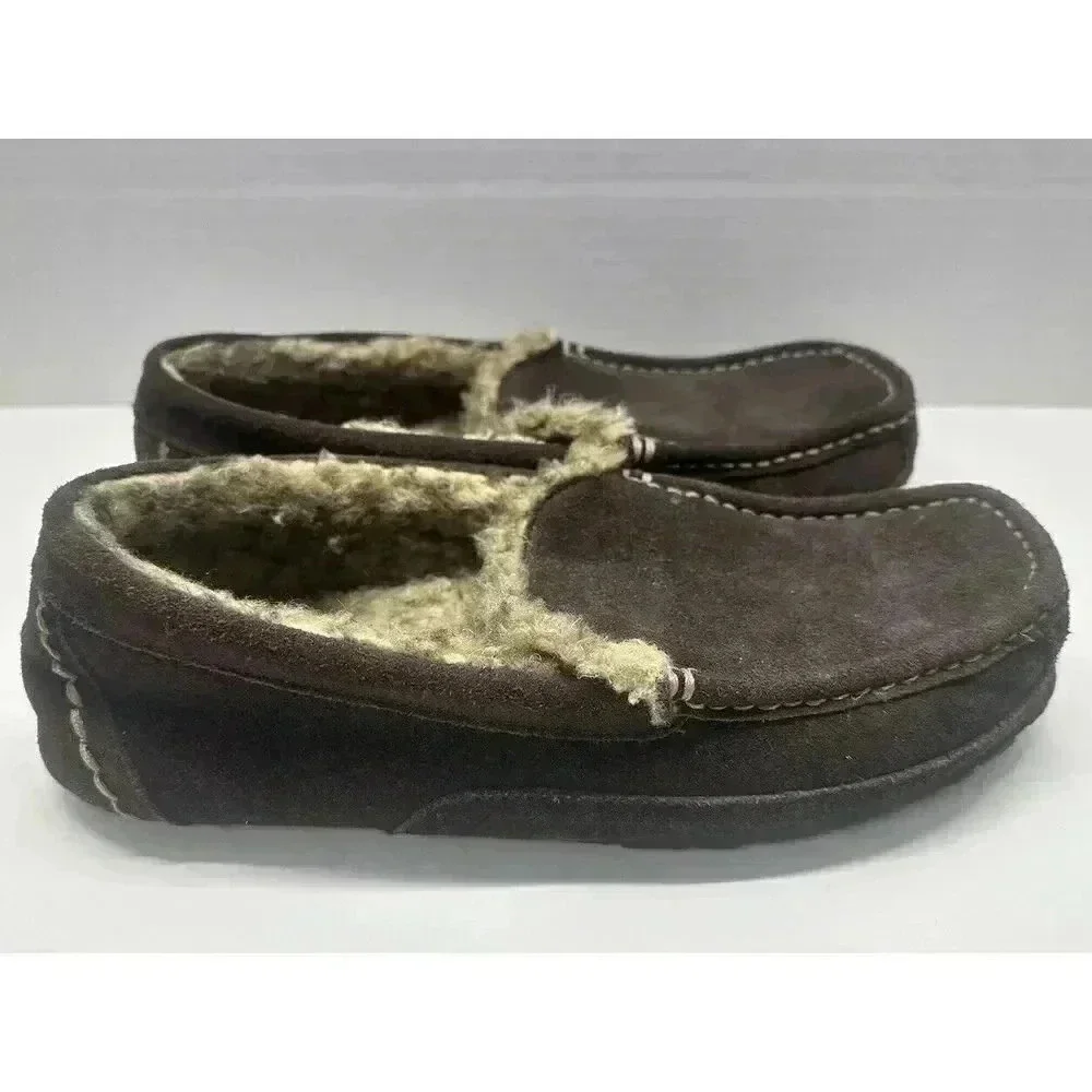 American Eagle Brown Suede Leather‎ Slip on Moc Hard Bottom Slipper Men's 8